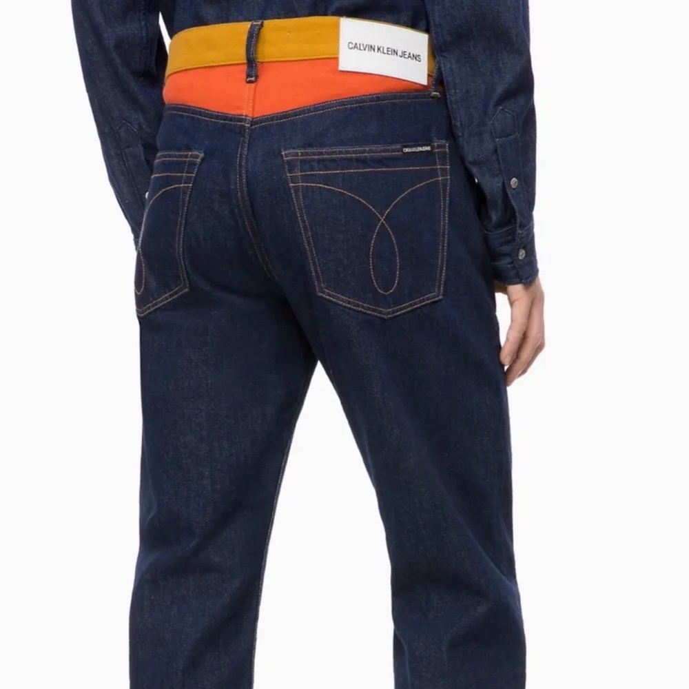 [NEW] CALVIN KLEIN JEANS CKJ035 STRAIGHT COLORBLOCK JEANS DENIM W36 L32 [NWOT]